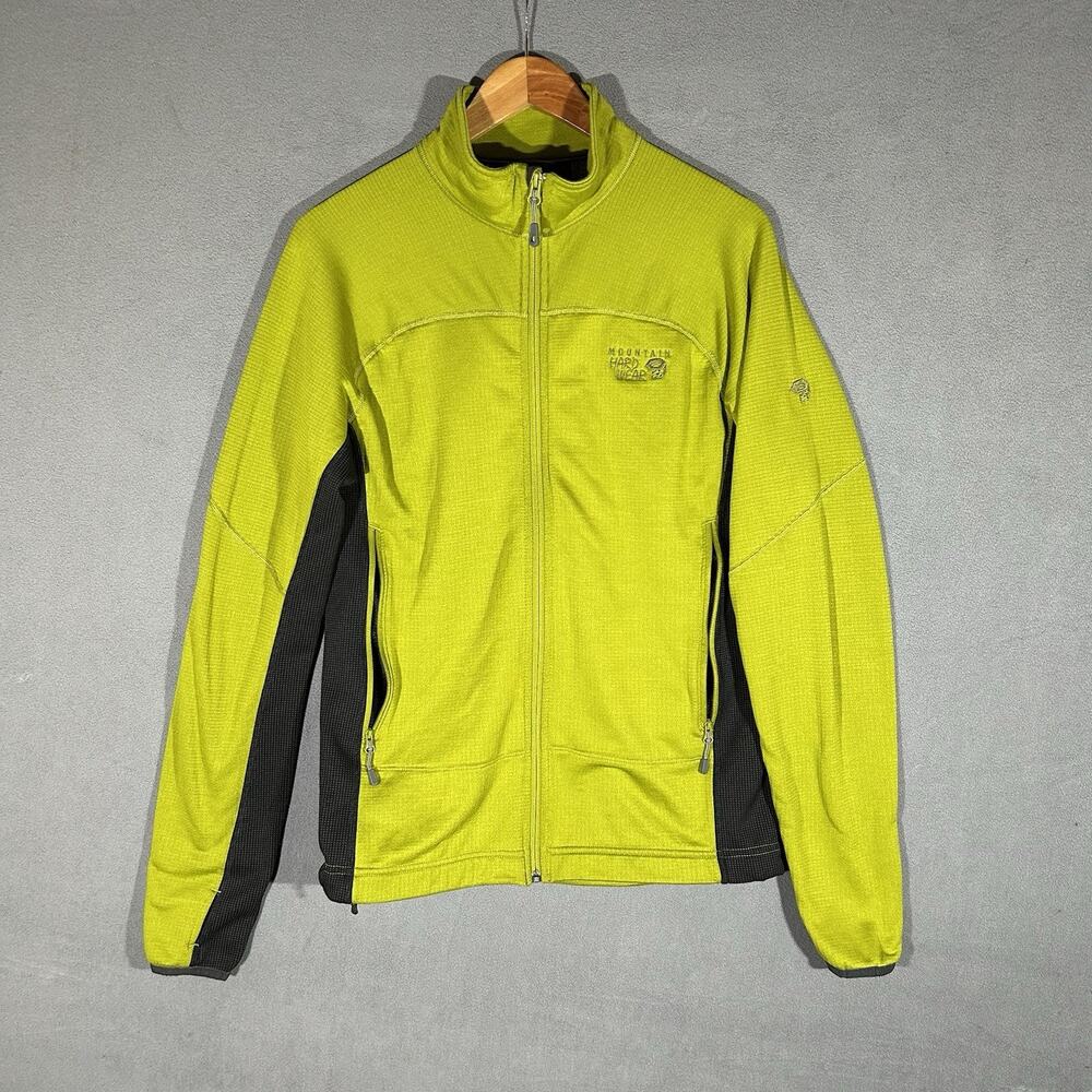 Mountain Hardware Men's Medium Neon Green Full Zip Polartec Grid Jacket Outdoors